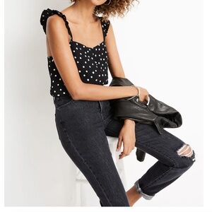 Madewell Ruffle-Strap Cami Top in Painted Dots Size 6